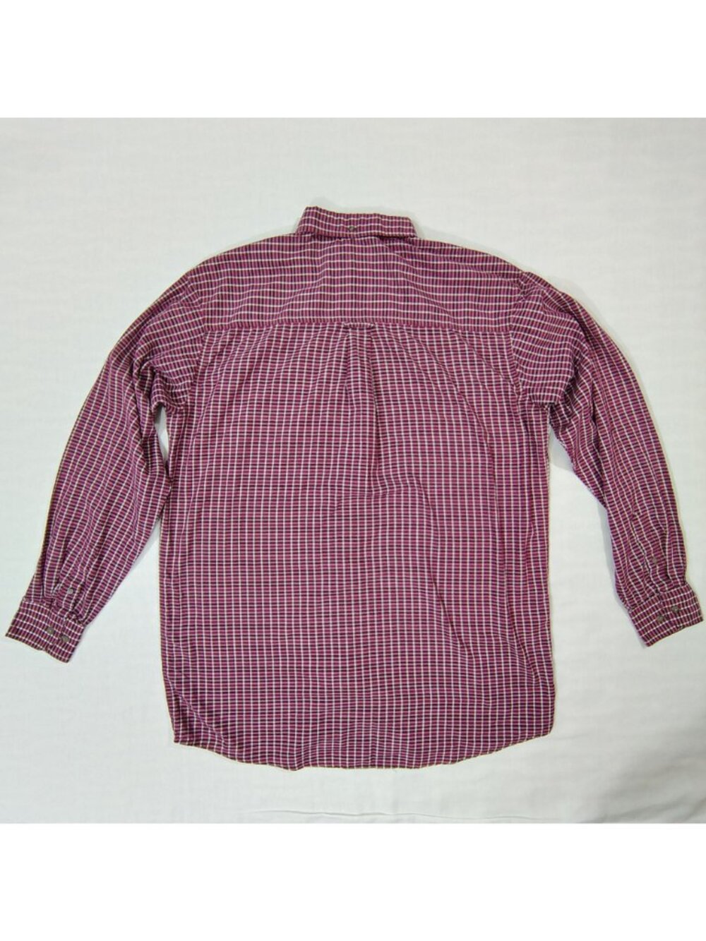 Vintage Wrangler Riata Button-Down Shirt Mens XXL Burgundy Plaid Long-Sleeve - Picture 2 of 15